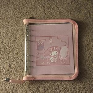 Pink Zippered Binder with Cute Character Design
